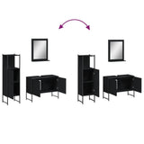 Set di Mobili da Bagno 3 pz Nero in Legno truciolato