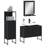 Set di Mobili da Bagno 3 pz Nero in Legno truciolato
