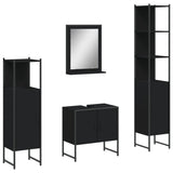 Set Mobili da Bagno 4 pz Nero in Legno truciolato