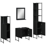 Set Mobili da Bagno 4 pz Nero in Legno truciolato