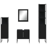 Set Mobili da Bagno 4 pz Nero in Legno truciolato