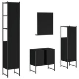 Set Mobili da Bagno 4 pz Nero in Legno truciolato