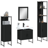 Set Mobili da Bagno 4 pz Nero in Legno truciolato