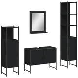 Set Mobili da Bagno 4 pz Nero in Legno truciolato
