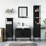 Set Mobili da Bagno 4 pz Nero in Legno truciolato