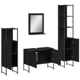 Set Mobili da Bagno 4 pz Nero in Legno truciolato