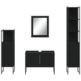 Set Mobili da Bagno 4 pz Nero in Legno truciolato