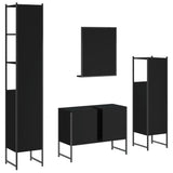 Set Mobili da Bagno 4 pz Nero in Legno truciolato