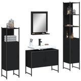 Set Mobili da Bagno 4 pz Nero in Legno truciolato