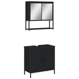 Set Mobili da Bagno 2 pz Nero in Legno truciolato