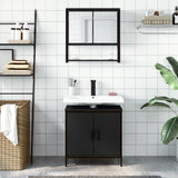 Set Mobili da Bagno 2 pz Nero in Legno truciolato