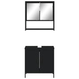 Set Mobili da Bagno 2 pz Nero in Legno truciolato