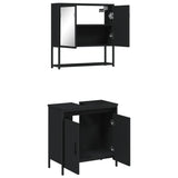 Set Mobili da Bagno 2 pz Nero in Legno truciolato