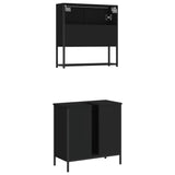 Set Mobili da Bagno 2 pz Nero in Legno truciolato