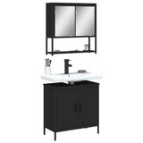 Set Mobili da Bagno 2 pz Nero in Legno truciolato