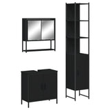 Set Mobili da Bagno 3 pz Nero in Legno truciolato