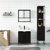 Set Mobili da Bagno 3 pz Nero in Legno truciolato