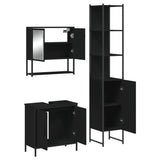 Set Mobili da Bagno 3 pz Nero in Legno truciolato