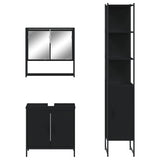 Set Mobili da Bagno 3 pz Nero in Legno truciolato