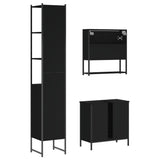 Set Mobili da Bagno 3 pz Nero in Legno truciolato
