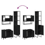 Set Mobili da Bagno 3 pz Nero in Legno truciolato