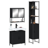 Set Mobili da Bagno 3 pz Nero in Legno truciolato