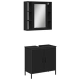 Set Mobili da Bagno 2 pz Nero in Legno truciolato