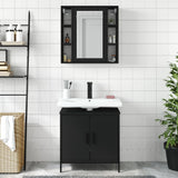 Set Mobili da Bagno 2 pz Nero in Legno truciolato