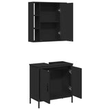 Set Mobili da Bagno 2 pz Nero in Legno truciolato