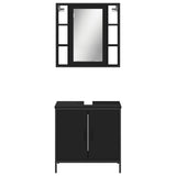 Set Mobili da Bagno 2 pz Nero in Legno truciolato