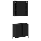 Set Mobili da Bagno 2 pz Nero in Legno truciolato
