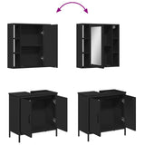 Set Mobili da Bagno 2 pz Nero in Legno truciolato