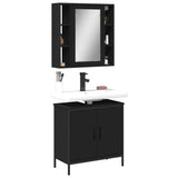 Set Mobili da Bagno 2 pz Nero in Legno truciolato