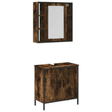 Set Mobili da Bagno 2 pz Rovere Fumo in Legno truciolato