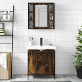 Set Mobili da Bagno 2 pz Rovere Fumo in Legno truciolato