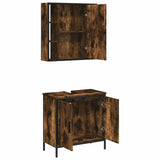 Set Mobili da Bagno 2 pz Rovere Fumo in Legno truciolato