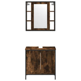 Set Mobili da Bagno 2 pz Rovere Fumo in Legno truciolato
