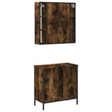 Set Mobili da Bagno 2 pz Rovere Fumo in Legno truciolato