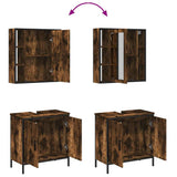 Set Mobili da Bagno 2 pz Rovere Fumo in Legno truciolato