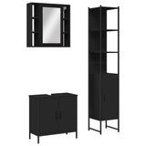 Set di Mobili da Bagno 3 pz Nero in Legno truciolato