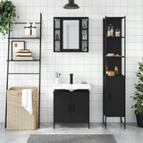 Set di Mobili da Bagno 3 pz Nero in Legno truciolato