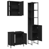 Set di Mobili da Bagno 3 pz Nero in Legno truciolato