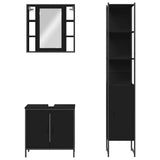 Set di Mobili da Bagno 3 pz Nero in Legno truciolato