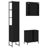 Set di Mobili da Bagno 3 pz Nero in Legno truciolato