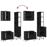 Set di Mobili da Bagno 3 pz Nero in Legno truciolato