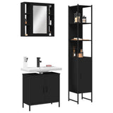 Set di Mobili da Bagno 3 pz Nero in Legno truciolato