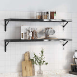 Mensole a Muro 2 pz 100x23,5 cm Nero in Acciaio Inossidabile