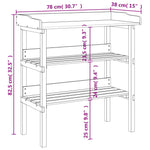 Tavolo Piante con Ripiani Marrone 78x38x,82,5cm Massello Abete