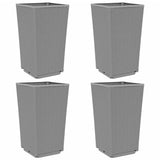 Fioriere da Giardino 4 pz Grigio Chiaro 32,5x32,5x57 cm in PP