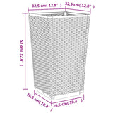 Fioriere da Giardino 4 pz Grigio Chiaro 32,5x32,5x57 cm in PP